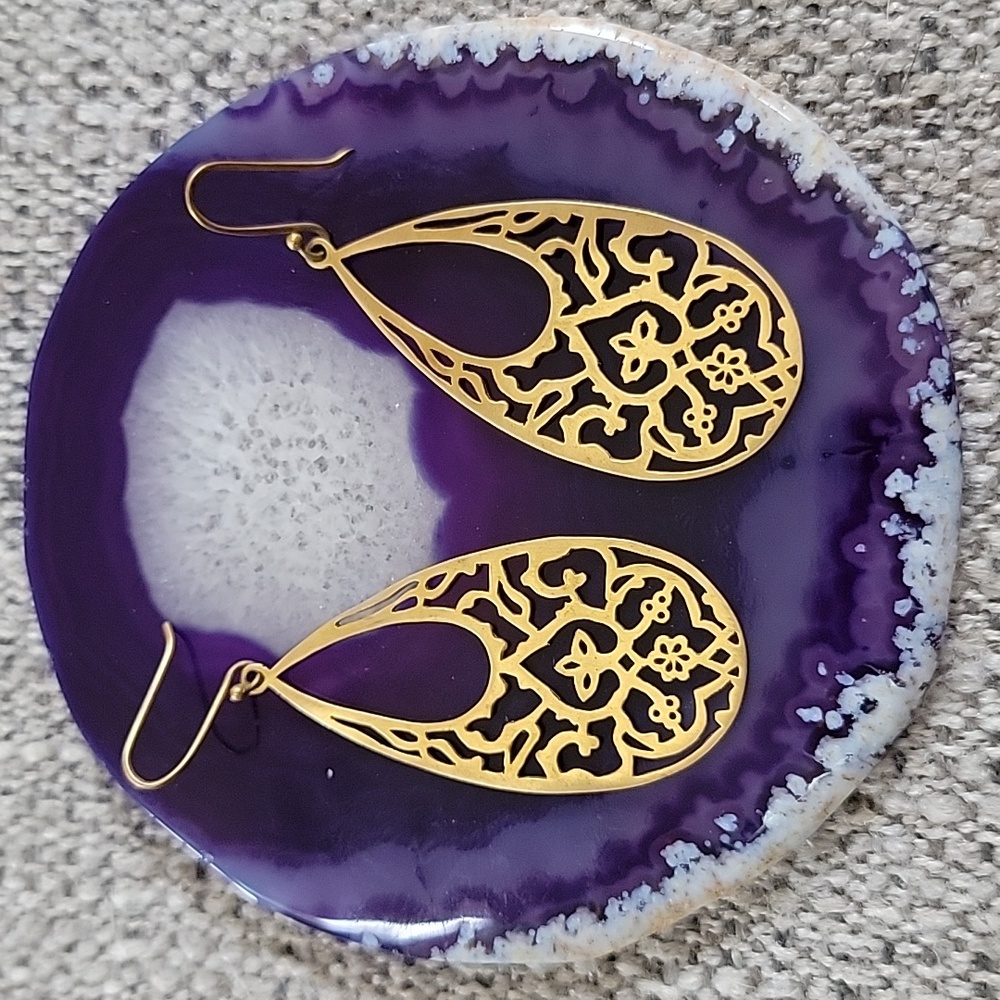 Gold Metal Boho Teardrop Earrings